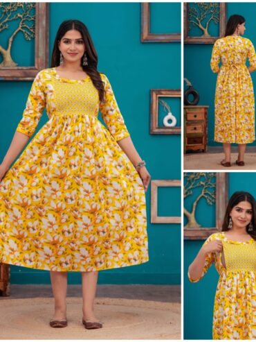 Floral Yellow Print Feeding & Maternity Dress