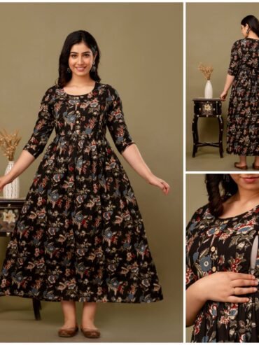 Black Print Feeding & Maternity Dress