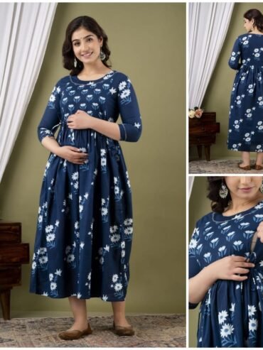 Royal Blue Print Feeding & Maternity Dress
