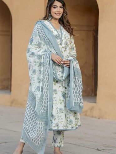 Florel Blue Kurthis with pant and dupatta 3pcs set