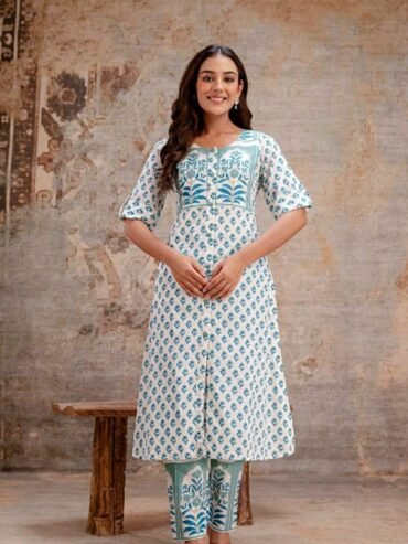 Blue Kurthi with pant 2pcs set