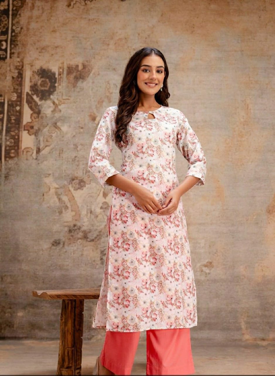 White Kurthi with pant 2pcs set