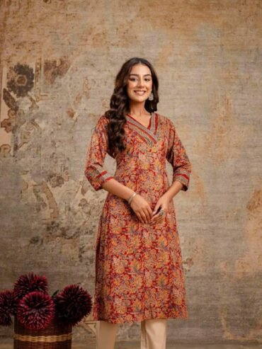 Reddish Maroon Kurthi with pant 2pcs set