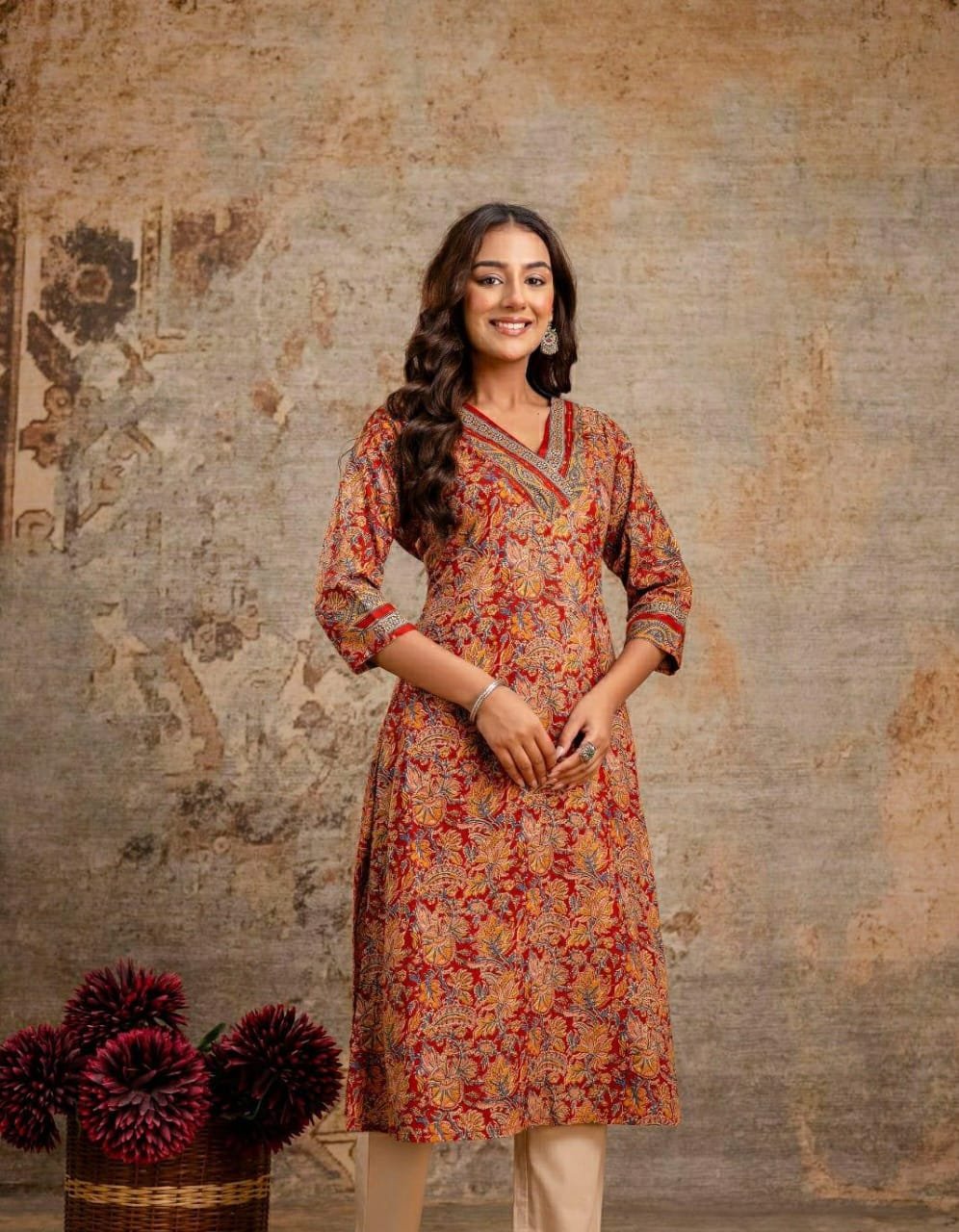 Reddish Maroon Kurthi with pant 2pcs set